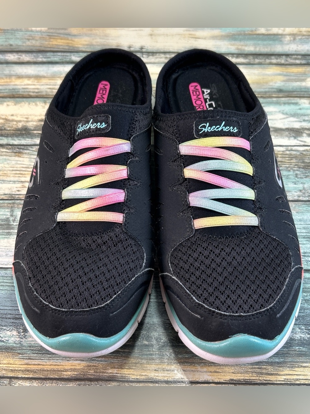 SKECHERS No Limits Mules Size 8 Slip On Casual Walking Comfort Sneaker Black